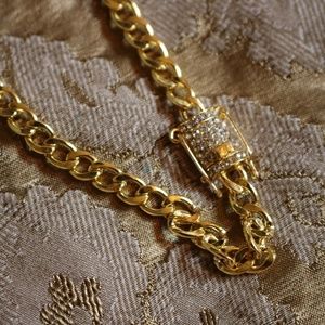Gold plated chain with rhinestone clasp